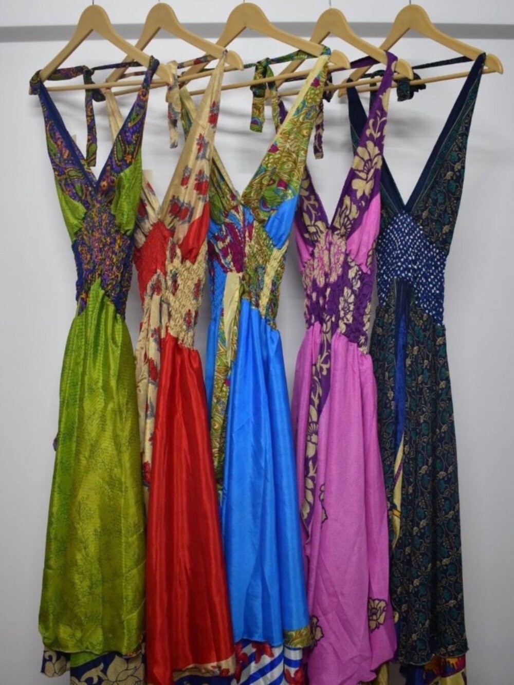 Boho double layer halter fit and flare dress; One size; various colors